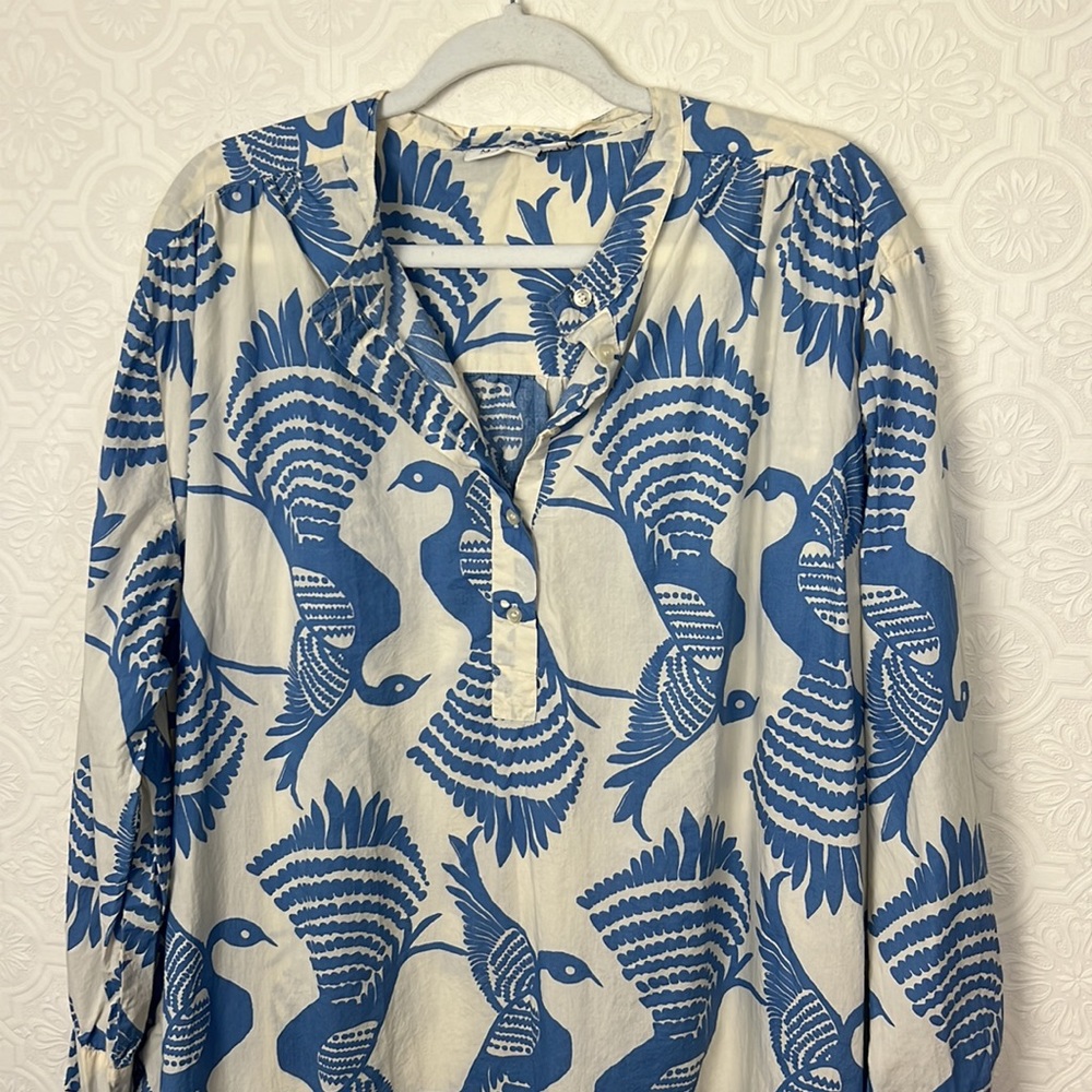 Masai Copenhagen Shirt Dress Relaxed Oversized Natmas Cotton Quiet Harbor Bird - Picture 8 of 12